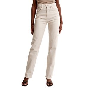 Abercrombie & Fitch Straight Leg Jeans in Cream